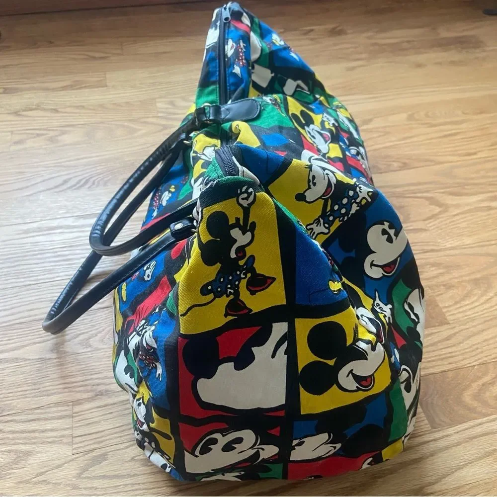 VINTAGE MICKEY MOUSE DISNEY COLORFUL TOTE DUFFEL BAG